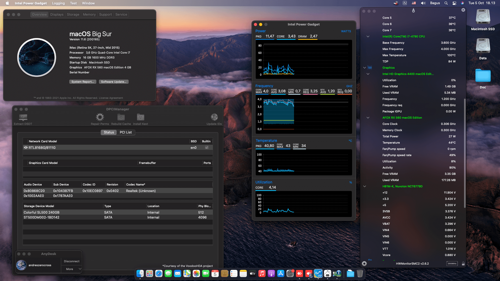 Success Hackintosh macOS Big Sur 11.6 Build 20G165 in Asus H81M-K + Intel Core i7 4790 + Afox RX 560